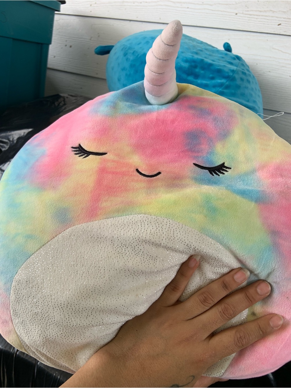 Squishmallows Tie-Dye Pastel Unicorn Pillow - Pink, Yellow, Blue